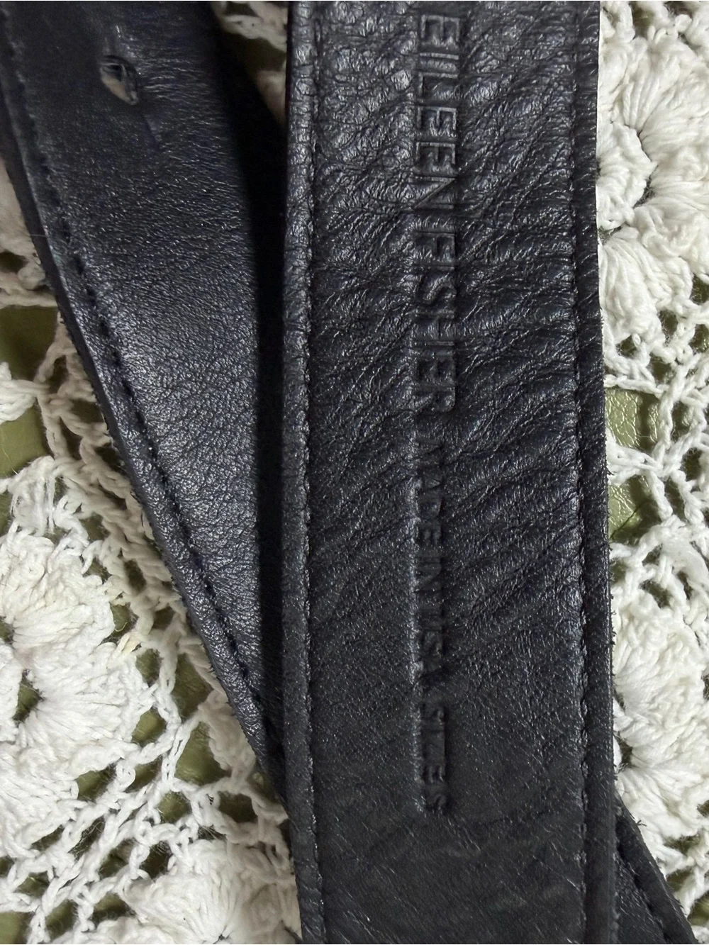 Eileen Fisher Black Leather Waist Belt